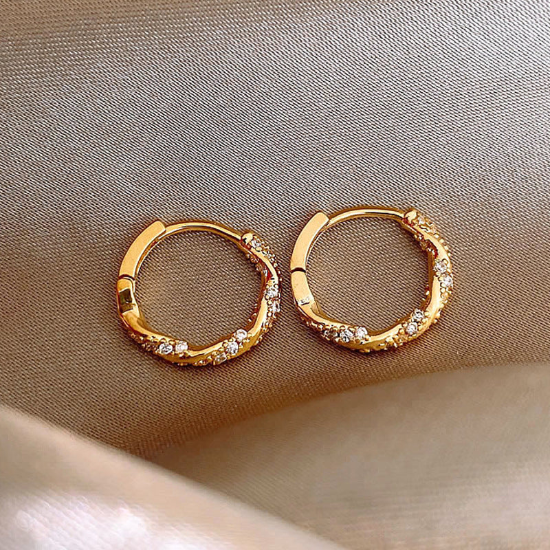 New Popular Niche Unique Earrings Women's Gold Premium Sensory Ring Ear Buckle Earrings