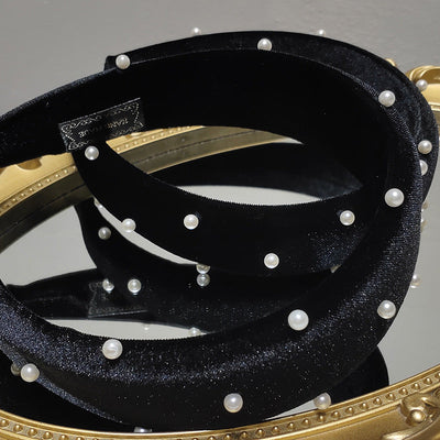 black velvet headband pearls headband retro korean headdress