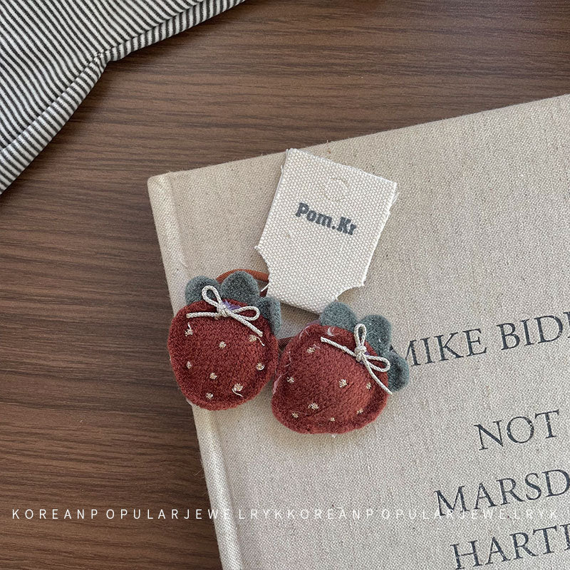 Sweet Girl'S Strawberry Cloth Hair Clip Hair Tie