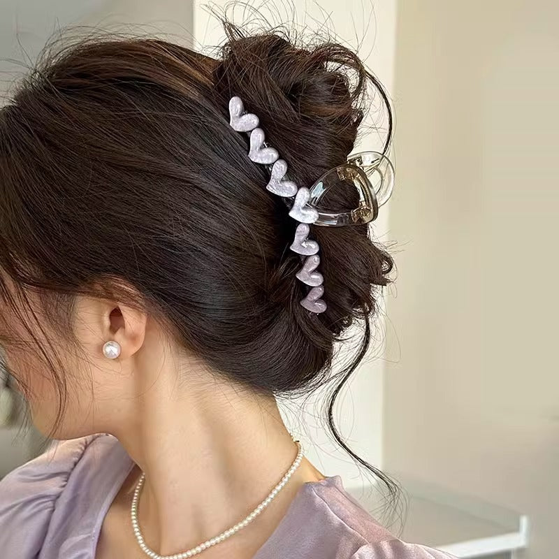 Cute love grab clip girl 2025 new popular high-end disc hair shark clip hairpin hair card headdress