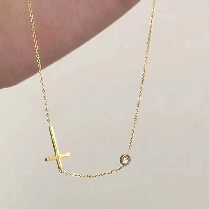 Jewelry Simple Style Cross Titanium Steel Plating Necklace