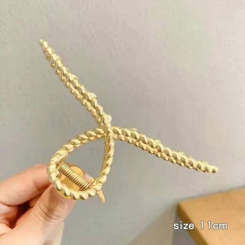 retro solid color alloy plating hair claws 1 piece