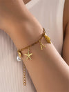 Marine Style Letter Starfish Conch 304 Stainless Steel Bracelets In Bulk