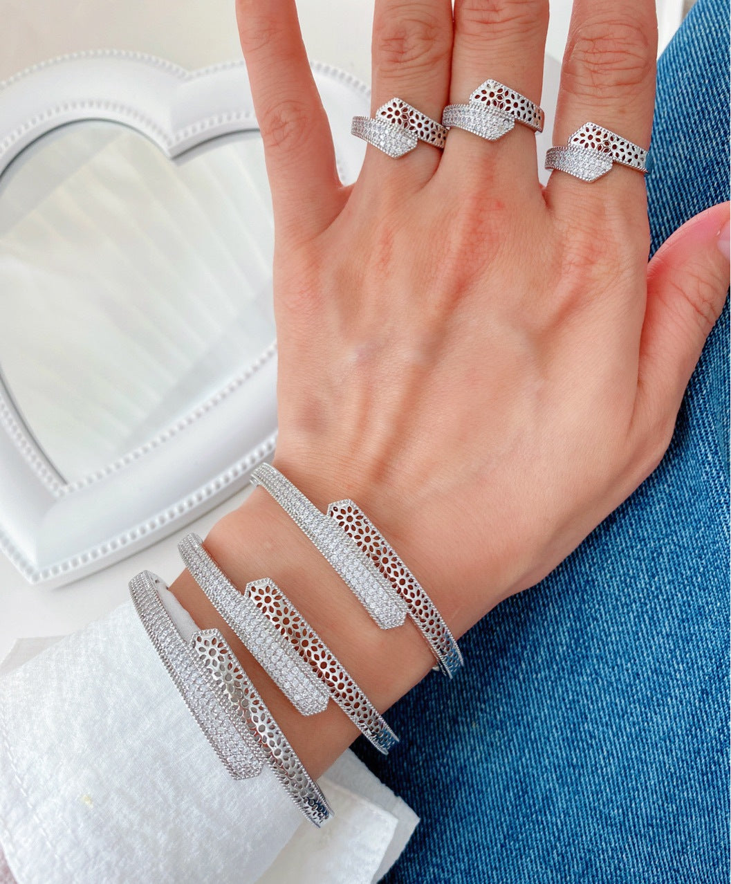 Jewelry Vintage Style Classic Style Geometric Copper Zircon Plating Rings Bracelets