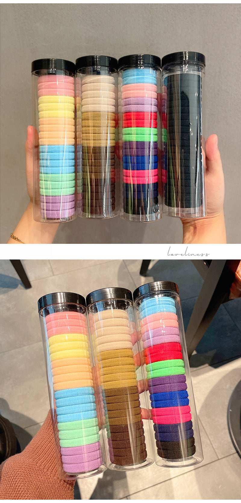 korean version of 20pcs cans high elasticity hair rope without seam rubber bands hair rope hair ring