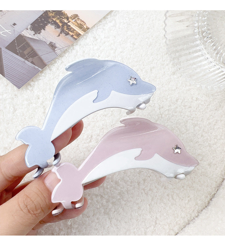 Women's Sweet Dolphin Acetic acid sheets Inlay Rhinestones Hair Claws