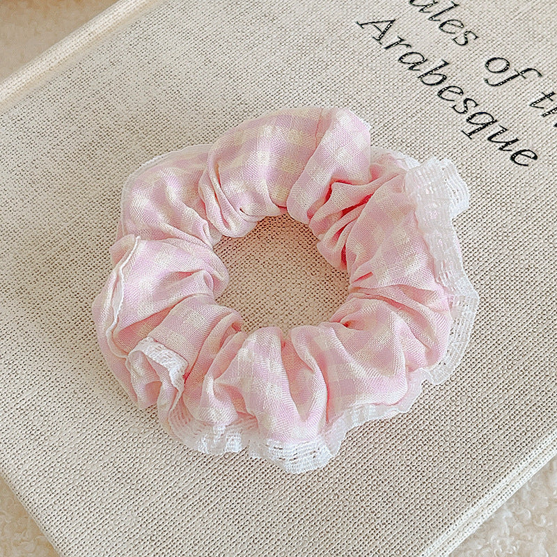 Women's IG Style Sweet Lattice Cloth Rib-Knit Lace Hair Tie