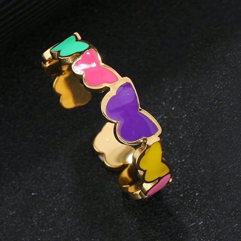 Jewelry Sweet Star Flower Butterfly Titanium Steel Open Rings