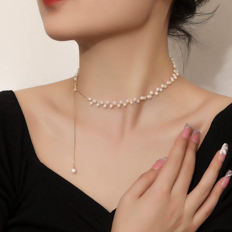 Simple Style Geometric Imitation Pearl Copper  Necklace