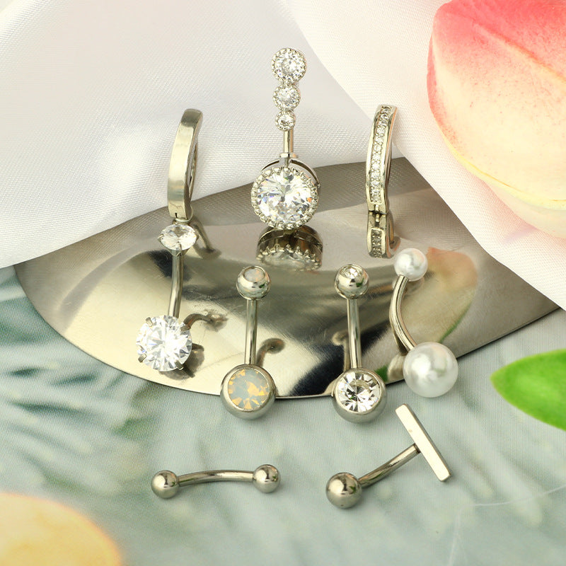 1 Piece 1 Set Belly Rings Simple Style Geometric Heart Shape 316 Stainless Steel  Plating