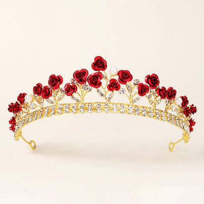 new wedding jewelry baroque red rose diamond crown