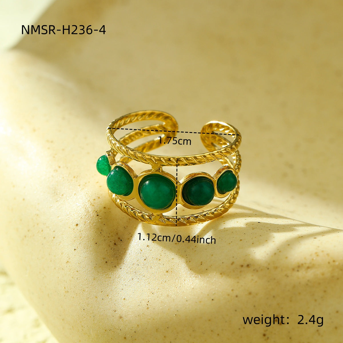 Jewelry Casual Simple Style Geometric 304 Stainless Steel Natural Stone Plating Open Rings