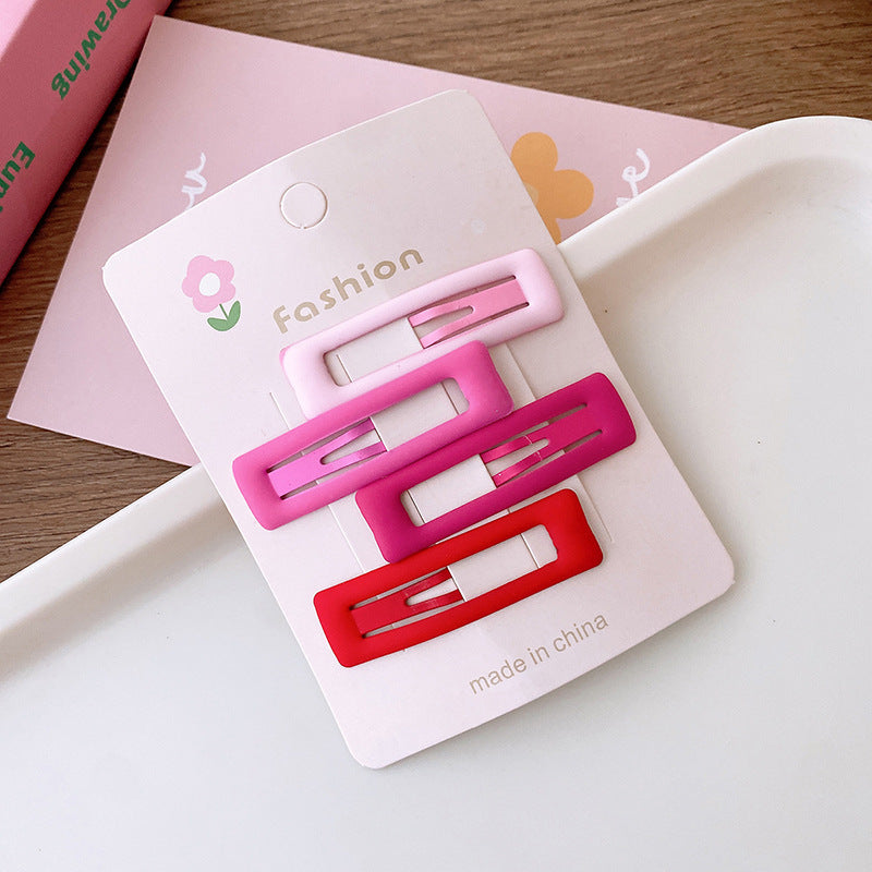 New Sweet Rose Pink Versatile Basic Hollow Heart Five-Star BB Clip Dripping Oil Partysu Hair Clip Hair Accessories