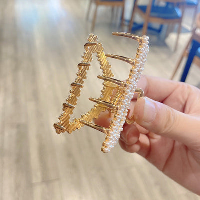 korean style imitation pearl metal rhinestone catch clip