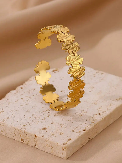 Retro Simple Style Geometric 304 Stainless Steel 18K Gold Plated Bangle In Bulk