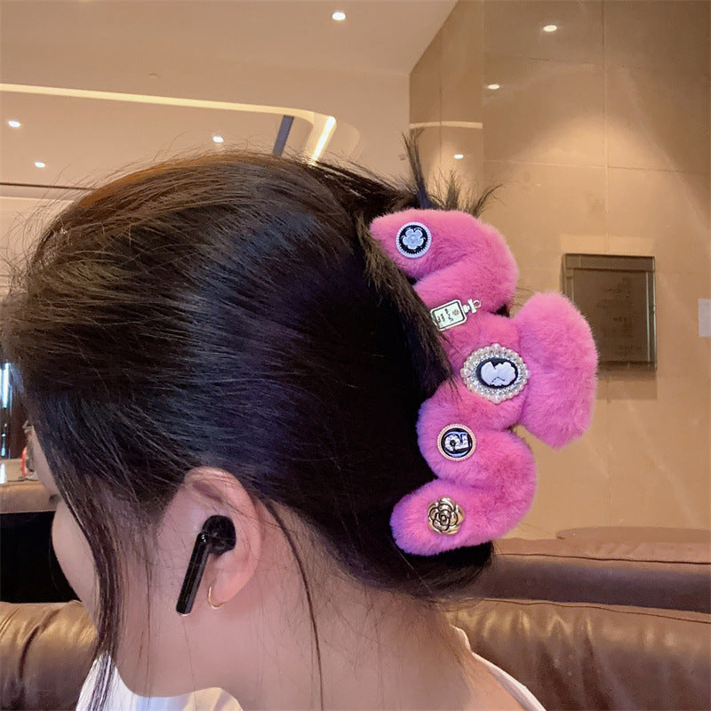 New Plush Large Size Grip Retro Classic Style Hair Volume Multi-Head Updo Hair Claw Shark Clip