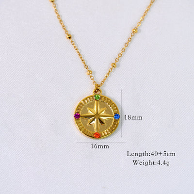 Jewelry Casual Simple Style Streetwear Geometric Titanium Steel Zircon Inlay Pendant Necklace