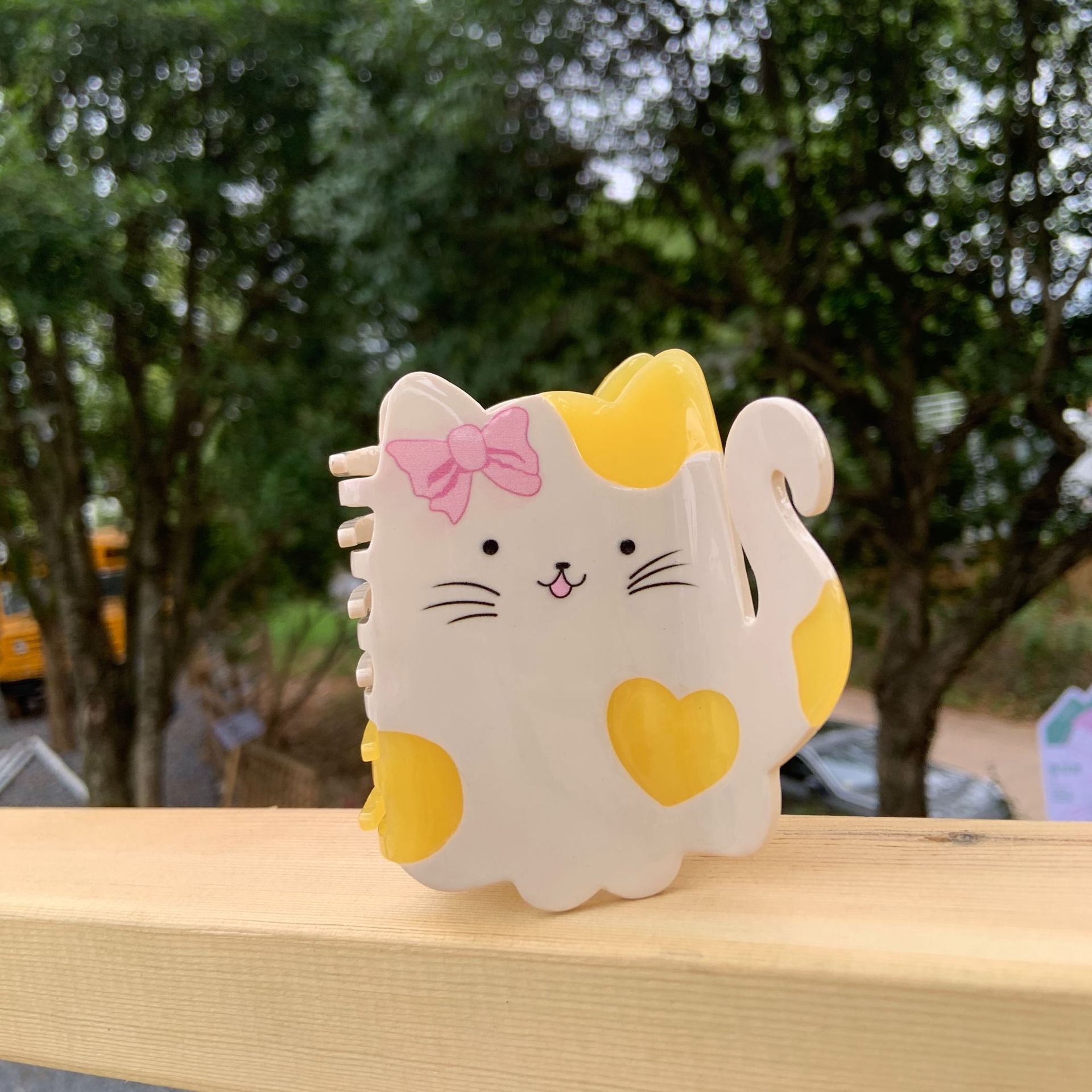 Women's Cartoon Style Heart Shape Cat Bow Knot Acetic acid sheets Polishing Hair Claws