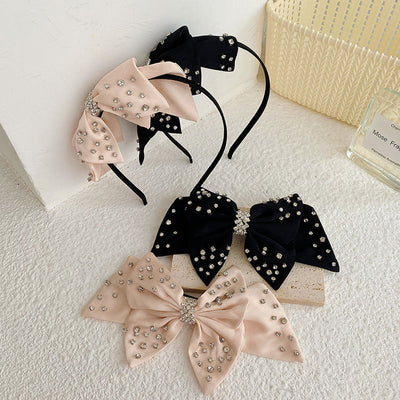 women's elegant fashion bow knot cloth headwear artificial rhinestones hair clip