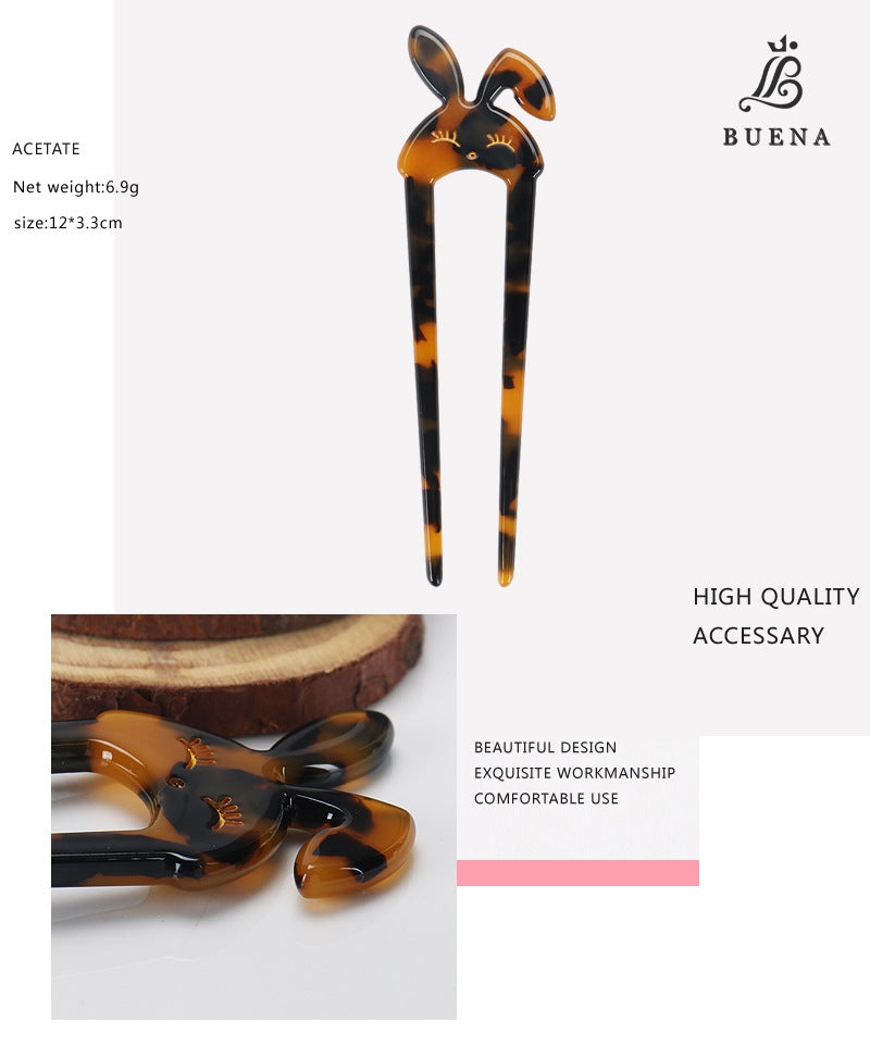 Women's Cute Retro Classic Style Rabbit Acetic acid sheets Hair Sticks