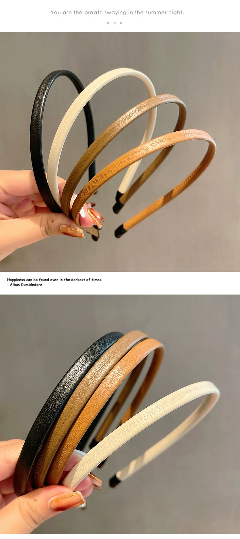 korean solid color leather hair band