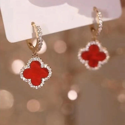 Four-leaf clover earrings women's premium classic small fragrant wind earrings