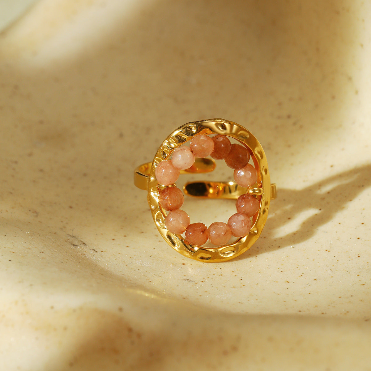 Jewelry Lady Geometric natural stone Titanium Steel Plating Rings