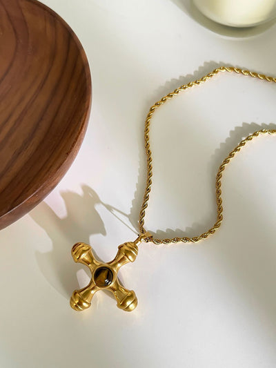 Jewelry Vintage Style Classic Style Cross 316L Stainless Steel  Plating Pendant Necklace