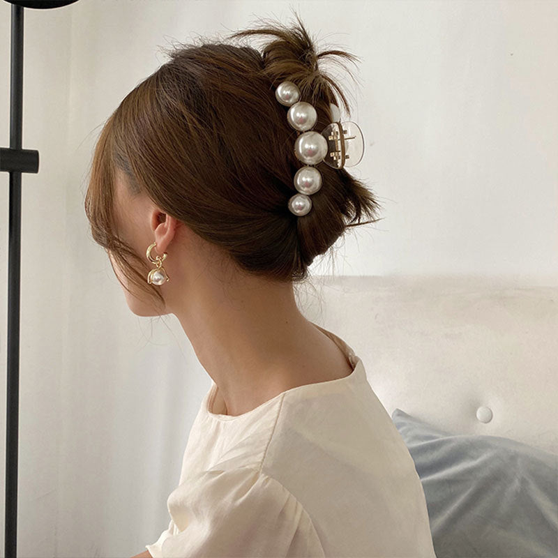 simple style geometric artificial pearl handmade hair claws 1 piece
