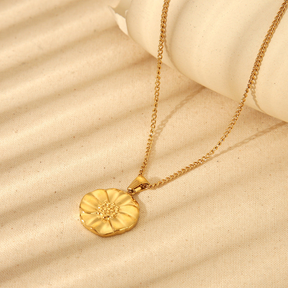 Jewelry IG Style Simple Style Flower 304 Stainless Steel Plating Pendant Necklace