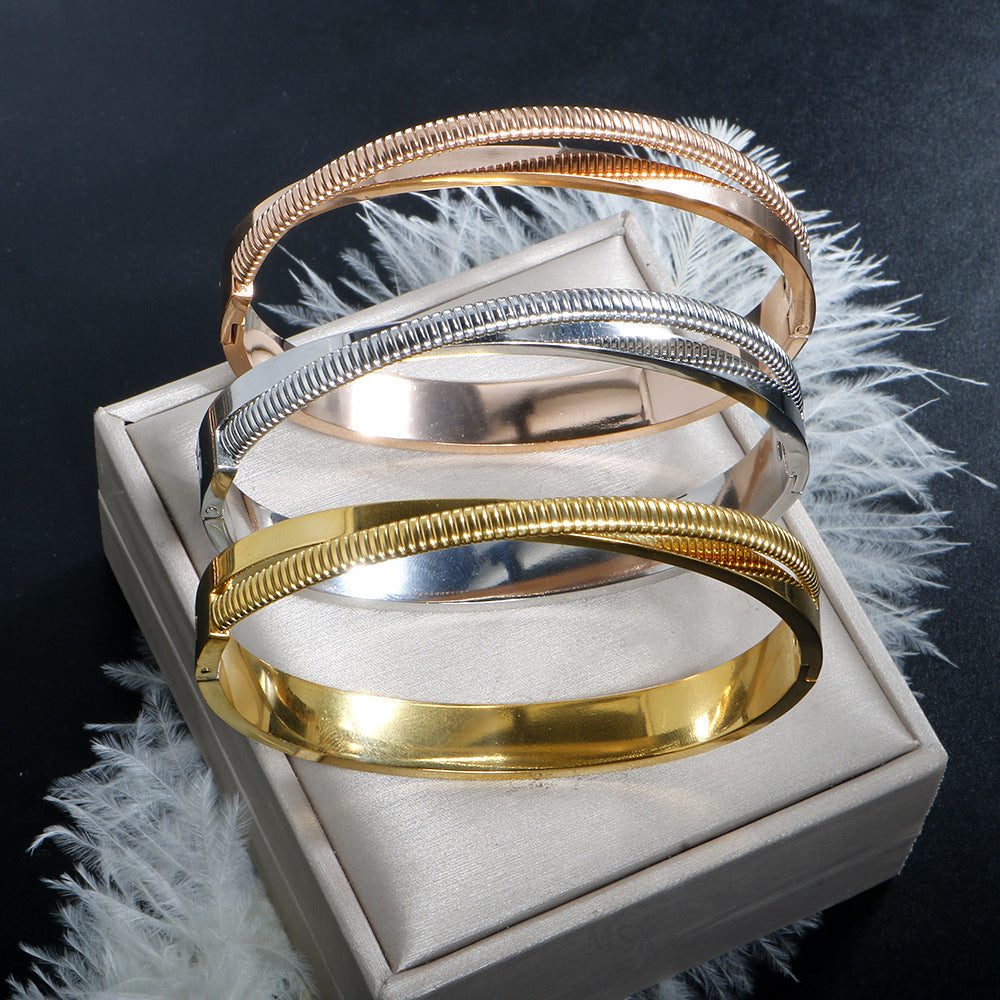 Simple Style Geometric 304 Stainless Steel Bangle In Bulk