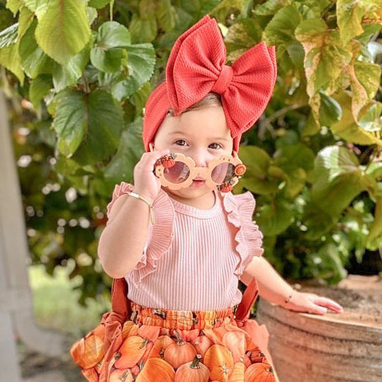 fashion children's solid color double-layer bowknot hairband