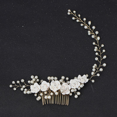fashion bridal handmade pearl flower soft  flower hair comb