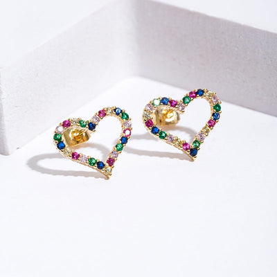 1 Pair Elegant Simple Style Heart Shape Copper Zircon Ear Studs
