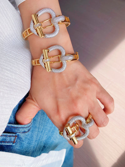 Jewelry Casual Elegant Lady Heart Shape Copper Zircon Inlay Jewelry Set