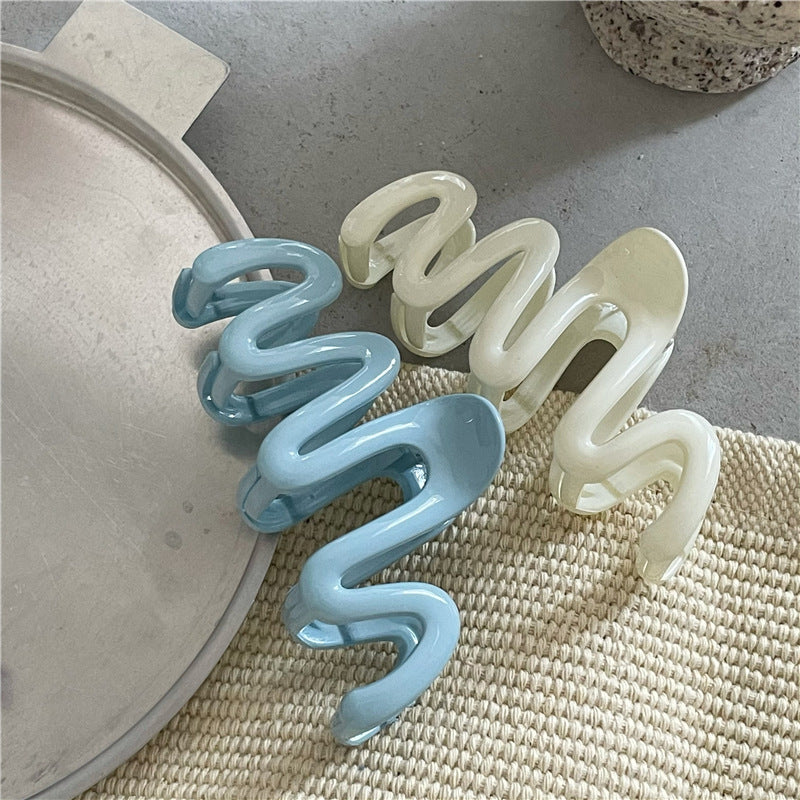 Women's Sweet Korean Style Waves Lines Plastic Hair Claws