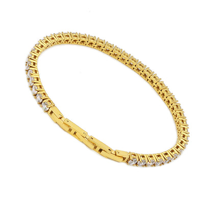 Classic Style Geometric Stainless Steel 18K Gold Plated Rose Gold Plated Zircon Tennis Bracelet In Bulk