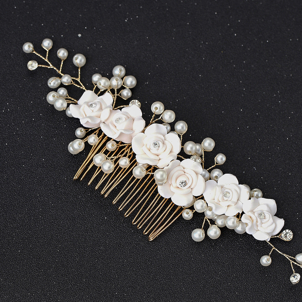 fashion bridal handmade pearl flower soft  flower hair comb