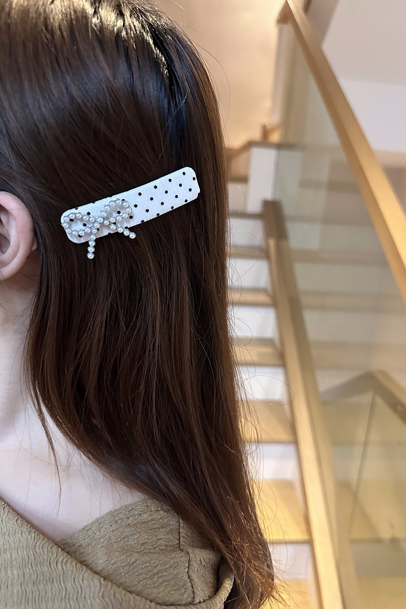 Women's Retro Polka Dots Bow Knot Cloth Hair Clip