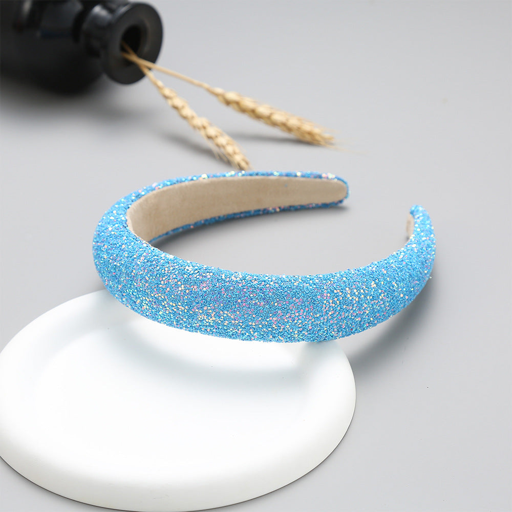 xinqi european and american onion powder headband creative sponge women's wide-edged headband 3cm glitter color hair pressing hairpin supply