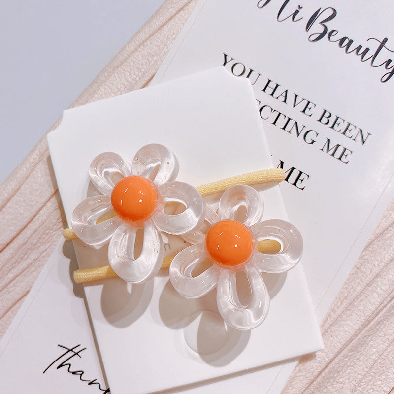 fashion flower mixed materials handmade hair tie 1 pair