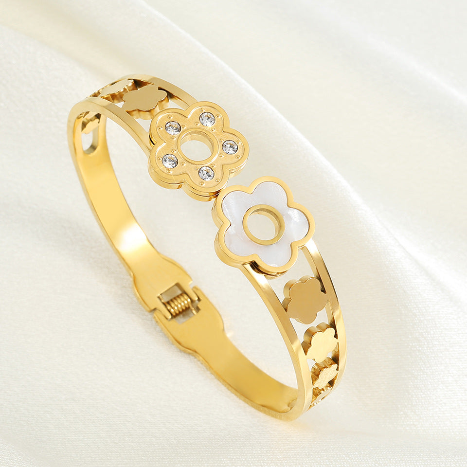 Casual Simple Style Streetwear Floral 304 Stainless Steel Stainless Steel Bracelets In Bulk