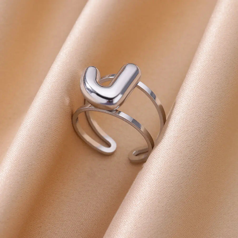 Jewelry Simple Style Letter 304 Stainless Steel Plating Open Rings