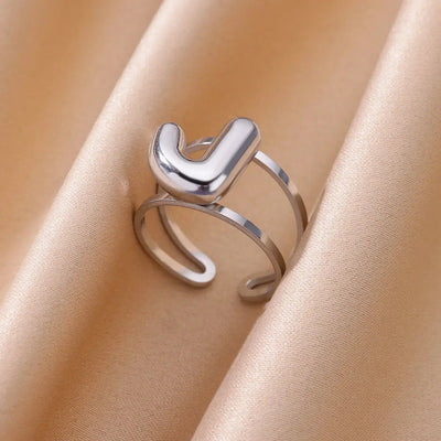 Jewelry Simple Style Letter 304 Stainless Steel Plating Open Rings