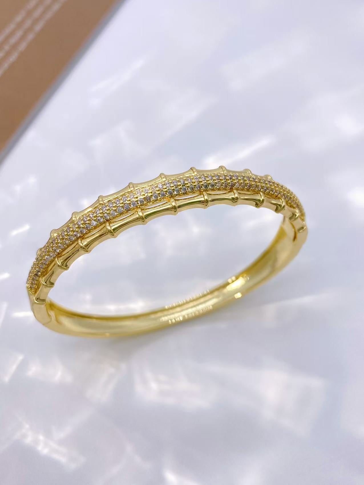 Jewelry Vintage Style Classic Style Bamboo Copper Zircon Plating Rings Bracelets