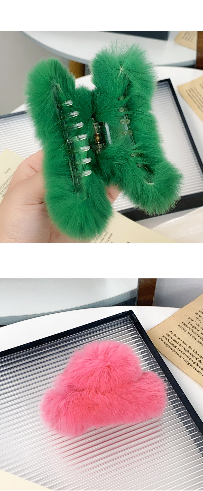 Women's Simple Style Solid Color rabbit fur Hair Claws