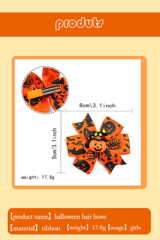Girl'S Cool Style Pumpkin Spider Bow Knot Cloth Hair Clip