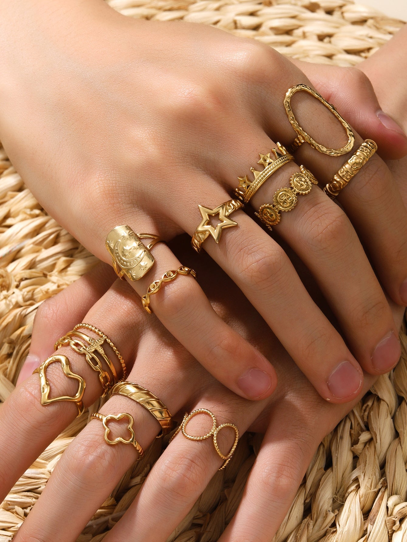 Jewelry Retro Devil's Eye Star Heart Shape 304 Stainless Steel Open Rings