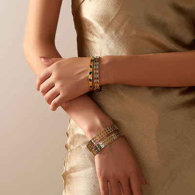 Elegant Geometric Square Leaves Titanium Steel Bangle In Bulk