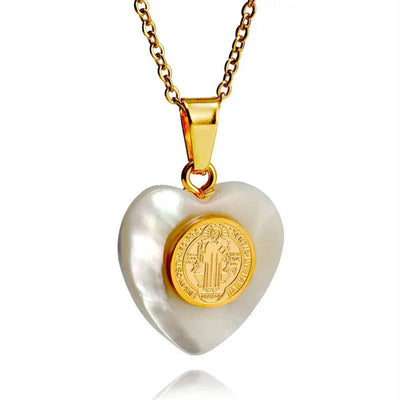 Elegant Heart Shape 304 Stainless Steel Shell  Pendant Necklace